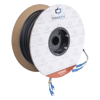 Carrete de Fibra Óptica Monomodo con Conectores SC-SC Duplex, Reforzada con Kevlar, de 100 Metros (328.08 Pies)