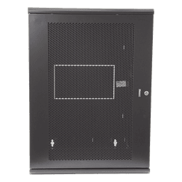 Gabinete PanZone de Montaje en Pared, de 19in, Puerta Ventilada, 18 UR, 635mm de Profundidad, Color Negro
