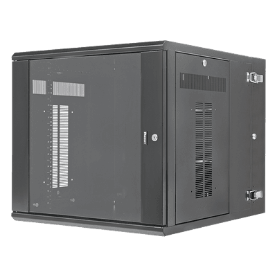 Gabinete PanZone de Montaje en Pared, de 19in, Puerta con Ventana de Seguridad, 12 UR, 762mm de Profundidad, Color Negro