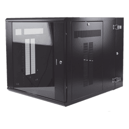 Gabinete PanZone de Montaje en Pared, de 19in, Puerta con Ventana de Seguridad, 12 UR, 762mm de Profundidad, Color Negro