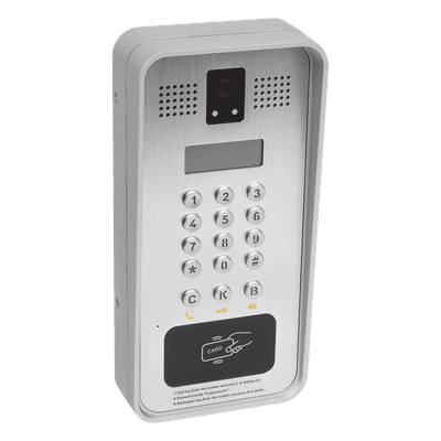 Video portero IP/SIP Con Cámara y pantalla LCD, 2 Relevadores Integrados (entrada y salida), Onvif y lector de tarjetas RFID, puerto WIEGAND (entrada).