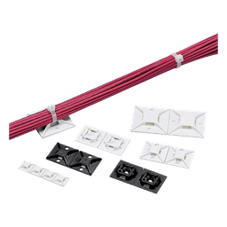 Montaje-Sujetador Para Cable de 4 vías, con Adhesivo Acrilico, 25.4 x 25.4mm (1in x 1in), Color Negro, Uso en Exterior, 1 pieza