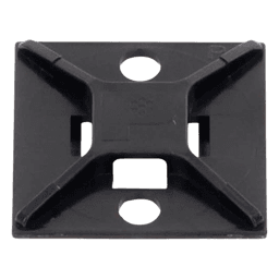 Montaje-Sujetador Para Cable de 4 vías, con Adhesivo Acrilico, 25.4 x 25.4mm (1in x 1in), Color Negro, Uso en Exterior, 1 pieza