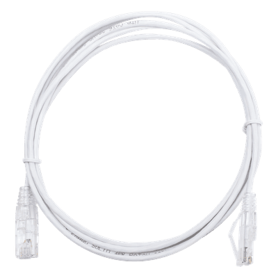 Cable de Parcheo Slim UTP Cat6 - 2 Metros (6.56 Pies) Blanco Diámetro Reducido (28 AWG)