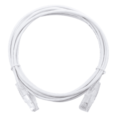 Cable de Parcheo Slim UTP Cat6 - 3 Metros (9.84 Pies) Blanco Diámetro Reducido (28 AWG)