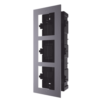 Base de 3 Espacios para EMPOTRAR Módulos de Videoporteros Hikvision