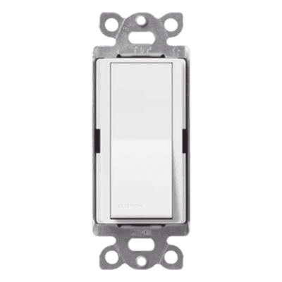 Interruptor de pared unipolar tipo paleta de 15 A, 120/277 V, para conmutación de iluminación y cargas de motor, línea Satin Colors en acabado Snow satinado