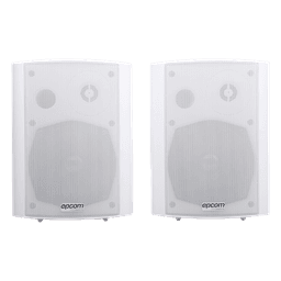 Altavoces Amplificada de Montaje en Pared 5"+1.5" | RMS 20W@8ohms y Pasivo 20W | Material ABS | Reja Metálica | Bracket de Metal | Color Blanco