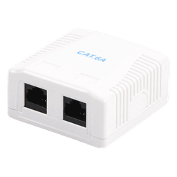 Caja de Pared / 2 Puertos RJ45 / Cat6A UTP / T568A-B / ABS Retardante de Llama