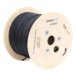 Carrete de 1 km de Fibra Óptica Aérea Mini Figura 8 G.657A2 Tipo Drop, Monomodo de 2 Hilos (Bifibra), Diseñada para Fusionarse, Color Negro, Span 80, (No Soporta Conectores Mecánicos)