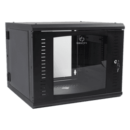 Gabinete Abatible de Pared (Con Marco Trasero) con Rack 19" de 9 Unidades. Ventana de Cristal Templado.