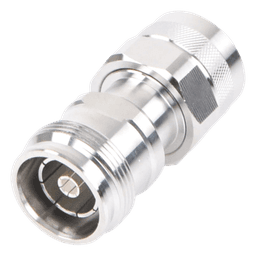 Adaptador en Línea de Conector 4.3-10 Hembra a N Macho, Bronce Blanco/ Plata/ Teflón.