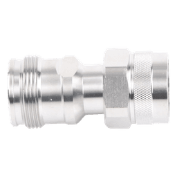 Adaptador en Línea de Conector 4.3-10 Hembra a N Macho, Bronce Blanco/ Plata/ Teflón.