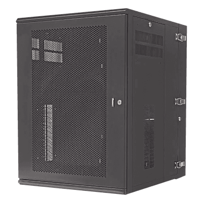 Gabinete PanZone de Montaje en Pared, de 19in, Puerta Ventilada, 18 UR, 762mm de Profundidad, Color Negro
