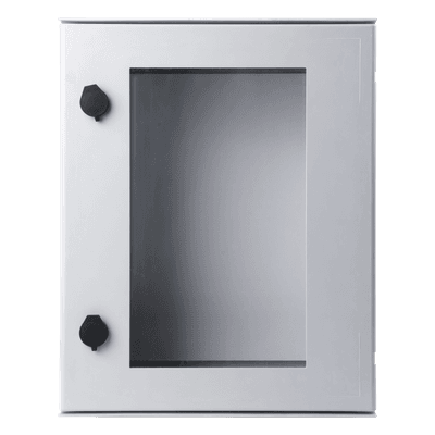 Gabinete de Poliéster IP65 Puerta Transparente, Uso en Intemperie (400 x 500 x 200 mm) con Placa Trasera Interior de Plástico (Incluye Chapa y Llave).