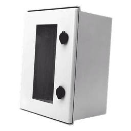 Gabinete de Poliéster IP65 Puerta Transparente, Uso en Intemperie (300 x 400 x 200 mm) con Placa Trasera Interior de Plástico (Incluye Chapa y Llave).