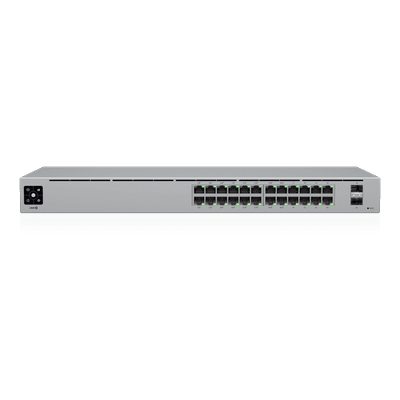 Switch UniFi Capa 2 / 24 Puertos Gigabit / 16 Puertos PoE+ 802.3af/at / 95W Total / 2 Puertos SFP 1G / Pantalla LCM / Sin Ventilador