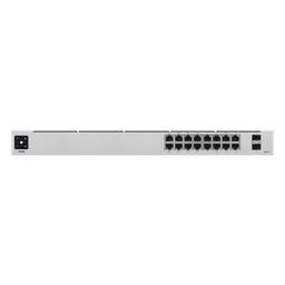 UniFi Switch USW-16-POE Gen2, Capa 2 de 16 puertos (8 puertos PoE 802.3af/at + 8 puertos Gigabit) + 2 puertos 1G SFP, 42W, pantalla informativa