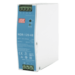 Fuente de poder industrial de 120 W, salida 48 Vcc, entrada 90~264 VCA, para montaje en riel DIN, 