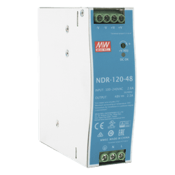 Fuente de poder industrial de 120 W, salida 48 Vcc, entrada 90~264 VCA, para montaje en riel DIN, 