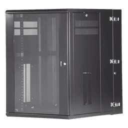 Gabinete PanZone de Montaje en Pared, de 19in, Puerta con Ventana de Seguridad, 18 UR, 762mm de Profundidad, Color Negro