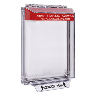 Cubierta Universal Transparente de Bajo Perfil y Texto de Incendio en Español
