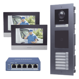 KIT de Videoportero IP para 7 DEPARTAMENTOS con llamada a App de Smartphone y Lector de Tarjetas EM / 2da Generación (Modular) / Montaje para EMPOTRAR incluido