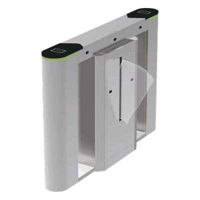 Unidad central para puerta de cortesía tipo FLAP bidireccional / 30 personas por minuto / Acabado de Lujo / Apertura en 1 segundo / Acero inoxidable / Indicadores LED / Alarma por acceso denegado