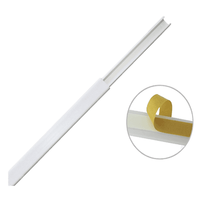 Canaleta color blanco de PVC auto extinguible, de una vía, 12 x 8 mm tramo de 6 pies con cinta adhesiva (5000-21252)