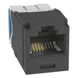 Conector Jack RJ45 Estilo TG, Mini-Com, Categoría 6A, de 8 Posiciones y 8 Cables, Color Negro