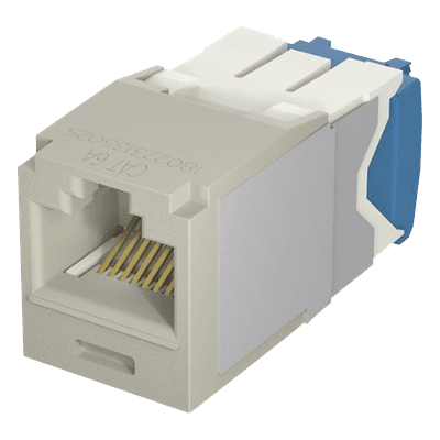 Conector Jack RJ45 / Categoría 6A / 8 Posiciones 8 Cables / Terminación TG / PoE 100W / Color Gris