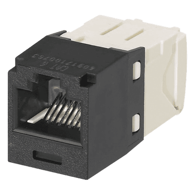 Conector Jack RJ45 Estilo TG, Mini-Com, Categoría 6, de 8 Posiciones y 8 Cables, Color Negro