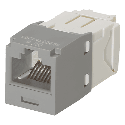 Conector Jack RJ45 Estilo TG, Mini-Com, Categoría 6, de 8 Posiciones y 8 Cables, Color Gris