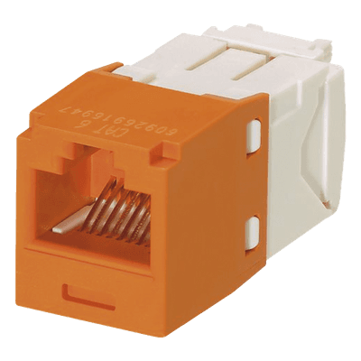 Conector Jack RJ45 Estilo TG, Mini-Com, Categoría 6, de 8 Posiciones y 8 Cables, Color Naranja