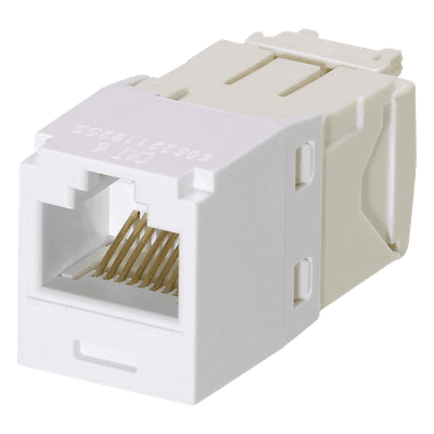 Conector Jack RJ45 Estilo TG, Mini-Com, Categoría 6, de 8 Posiciones y 8 Cables, Color Blanco