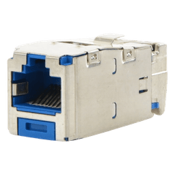 Conector Jack RJ45 Blindado, Estilo TG, Mini-Com, Categoría 6A, de 8 Posiciones y 8 Cables, Color Azul