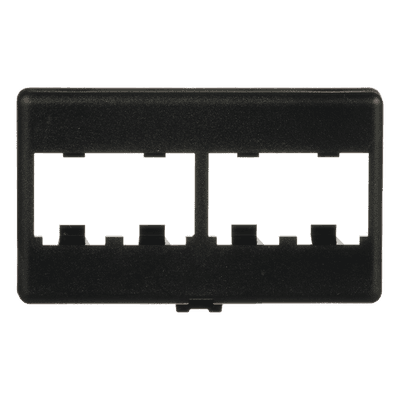 Placa de Mobiliario Modular Estándar, Salidas Para 4 Puertos Mini-Com, Color Negro