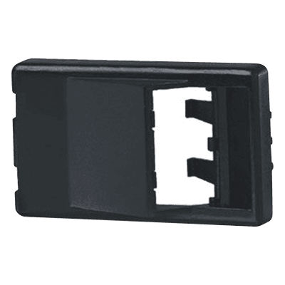 Placa de Mobiliario Modular Estándar, Salidas Para 2 Puertos Mini-Com Angulados, Color Negro