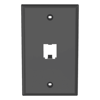 Placa de Pared Vertical Clásica, Salida Para 1 Puerto Mini-Com, Color Negro