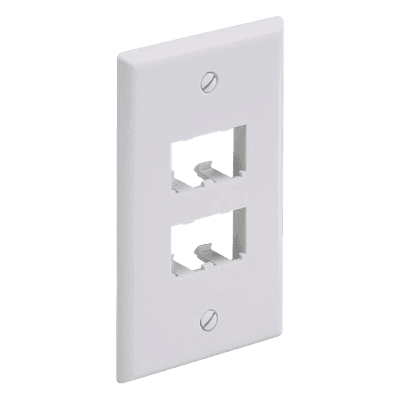 Placa de Pared Vertical Clásica, Salida Para 4 Puertos Mini-Com, Color Blanco