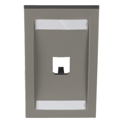 Placa de Pared Vertical Ejecutiva, Salida Para 1 Puerto Mini-Com, Con Espacios Para Etiquetas, Color Gris