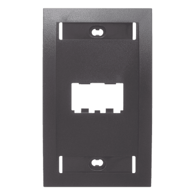 Placa de Pared Vertical Ejecutiva, Salida de 2 Puertos Mini-Com, Con Espacios Para Etiquetas, Color Negro