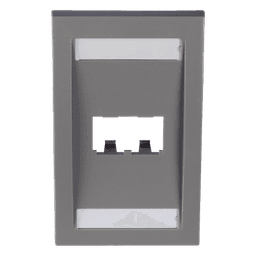 Placa de Pared Vertical Ejecutiva, Salida Para 2 Puertos Mini-Com, Con Espacios Para Etiquetas, Color Gris