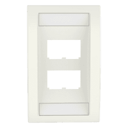 Placa de Pared Vertical Ejecutiva, Salida Para 4 Puertos Mini-Com, Con Espacios Para Etiquetas, Color Blanco Mate