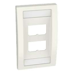 Placa de Pared Vertical Ejecutiva, Salida Para 4 Puertos Mini-Com, Con Espacios Para Etiquetas, Color Blanco Mate