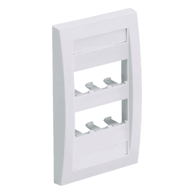 Placa de Pared Vertical Ejecutiva, Salida Para 6 Puertos Mini-Com, Con Espacios Para Etiquetas, Color Blanco Mate
