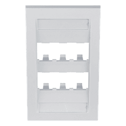 Placa de Pared Vertical Ejecutiva, Salida Para 6 Puertos Mini-Com, Con Espacios Para Etiquetas, Color Blanco