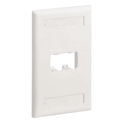 Placa de Pared Vertical Clásica, Salida Para 2 Puertos Mini-Com, Con Espacios Para Etiquetas, Color Blanco Mate