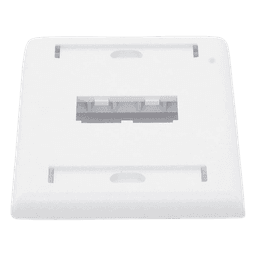 Placa de Pared Vertical Clásica, Salida Para 2 Puertos Mini-Com, Con Espacios Para Etiquetas, Color Blanco