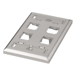 Placa de Pared Vertical, de Acero Inoxidable, Salida Para 4 Puertos Mini-Com, Con Espacios Para Etiquetas